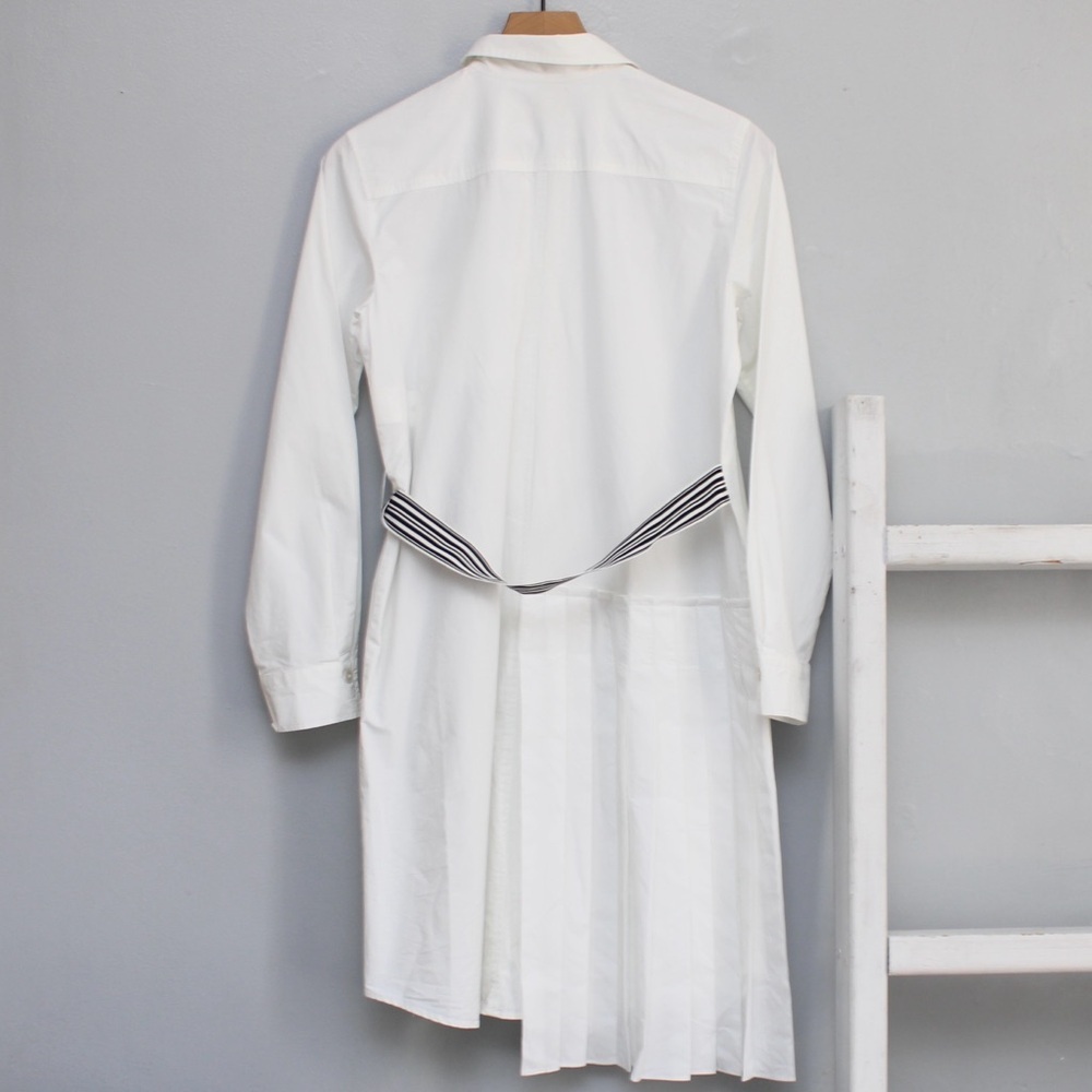 Marella White Mastice Long Sleeve Belted Shirt Dress Size 6 / Small - Picture 3 of 10